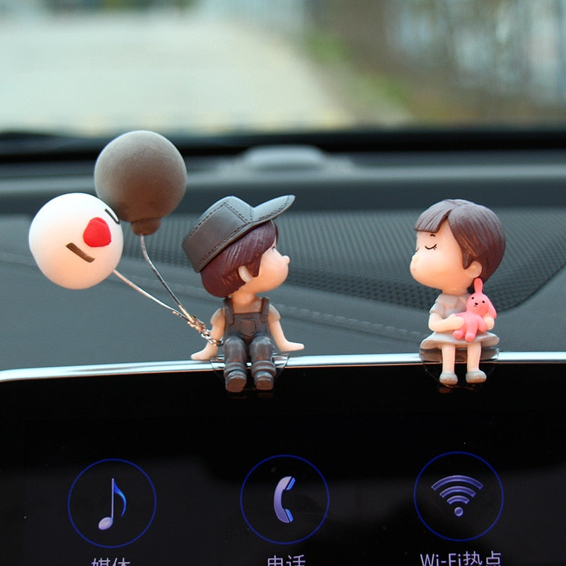 Car Decoration Cute Cartoon Couples Action Figure Figurines Balloon Ornament Auto Interior Dashboard Accessories for Girls Gifts