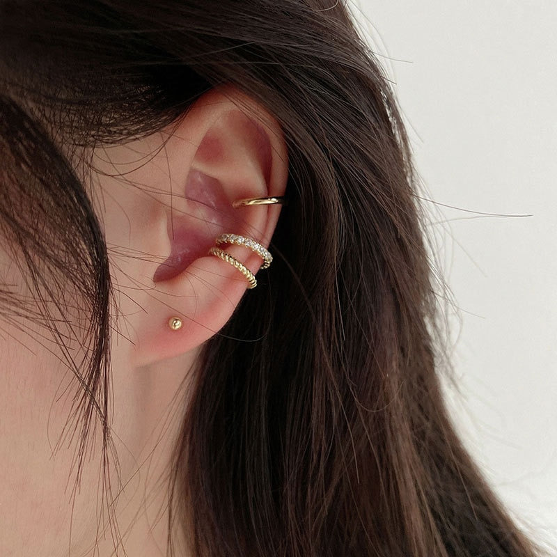3Pcs/Set Clips Earring for Women Unisex Minimalist Fashion Cartilage Hoop Earrings Sets Ear Cuff fake piercing Clip on Earring