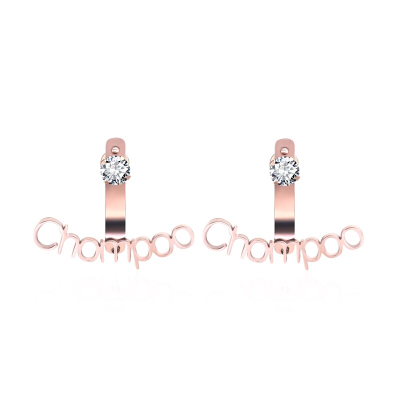 DODOAI Zircon Name Earrings, Curved Scalloped Earrings For Women Personalized Custom Letter Earrings, CZ Curved Earrings For BFF
