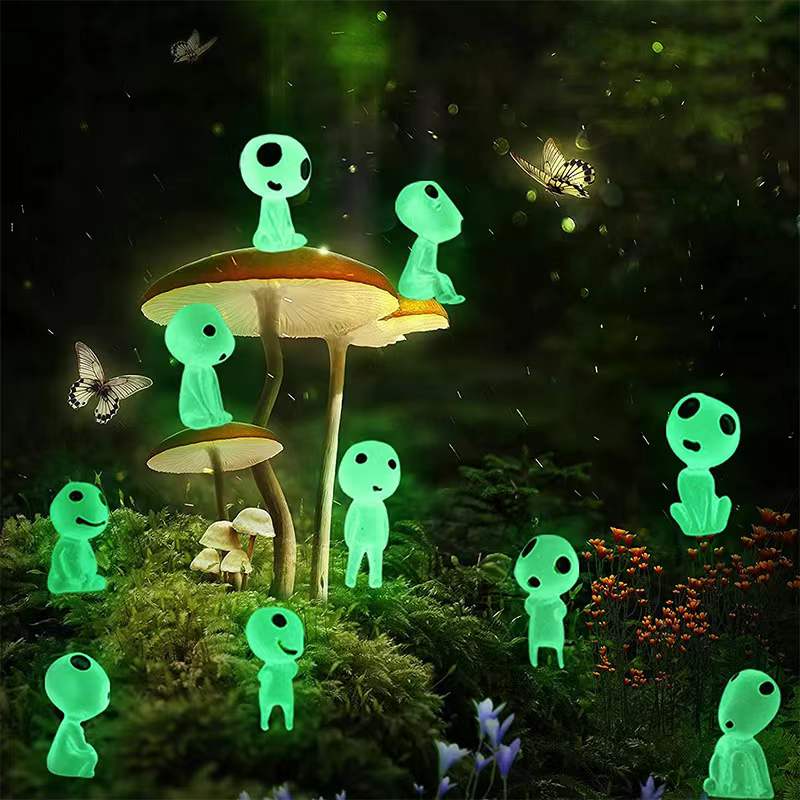 5/10Pcs Luminous Tree Spirits Micro Landscape Figure Ornament Outdoor Glowing in Dark Miniature Garden Statue Potted Decoration