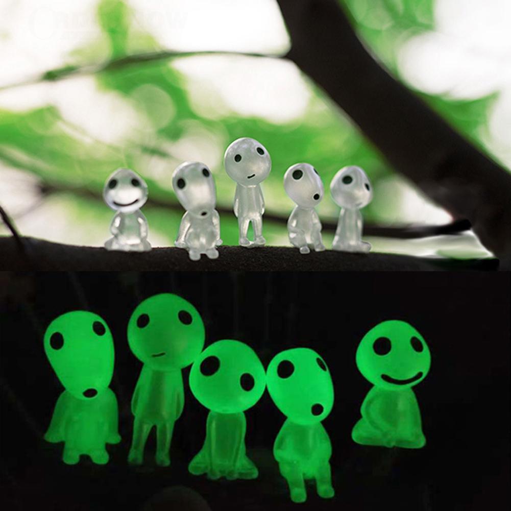 5/10Pcs Luminous Tree Spirits Micro Landscape Figure Ornament Outdoor Glowing in Dark Miniature Garden Statue Potted Decoration