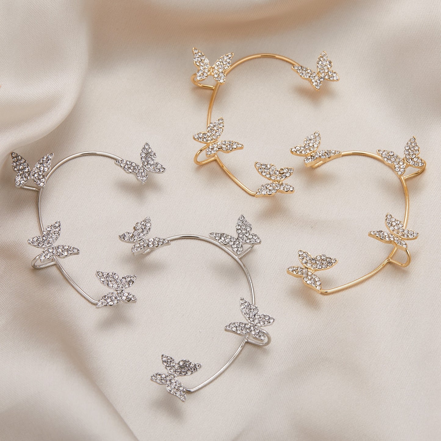 Kpop Shiny Zircon Butterfly Earcuff For Women