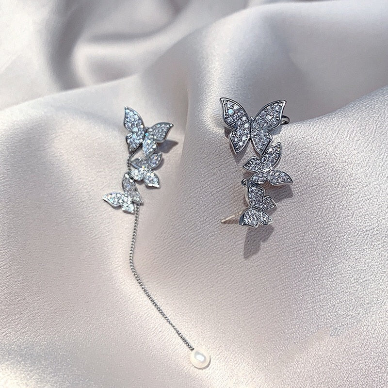 Kpop Shiny Zircon Butterfly Earcuff For Women