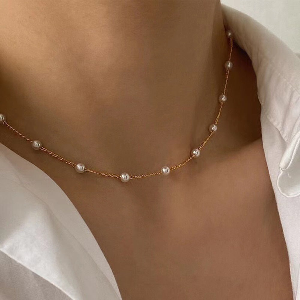 Neck Chain Kpop Pearl Choker Necklace