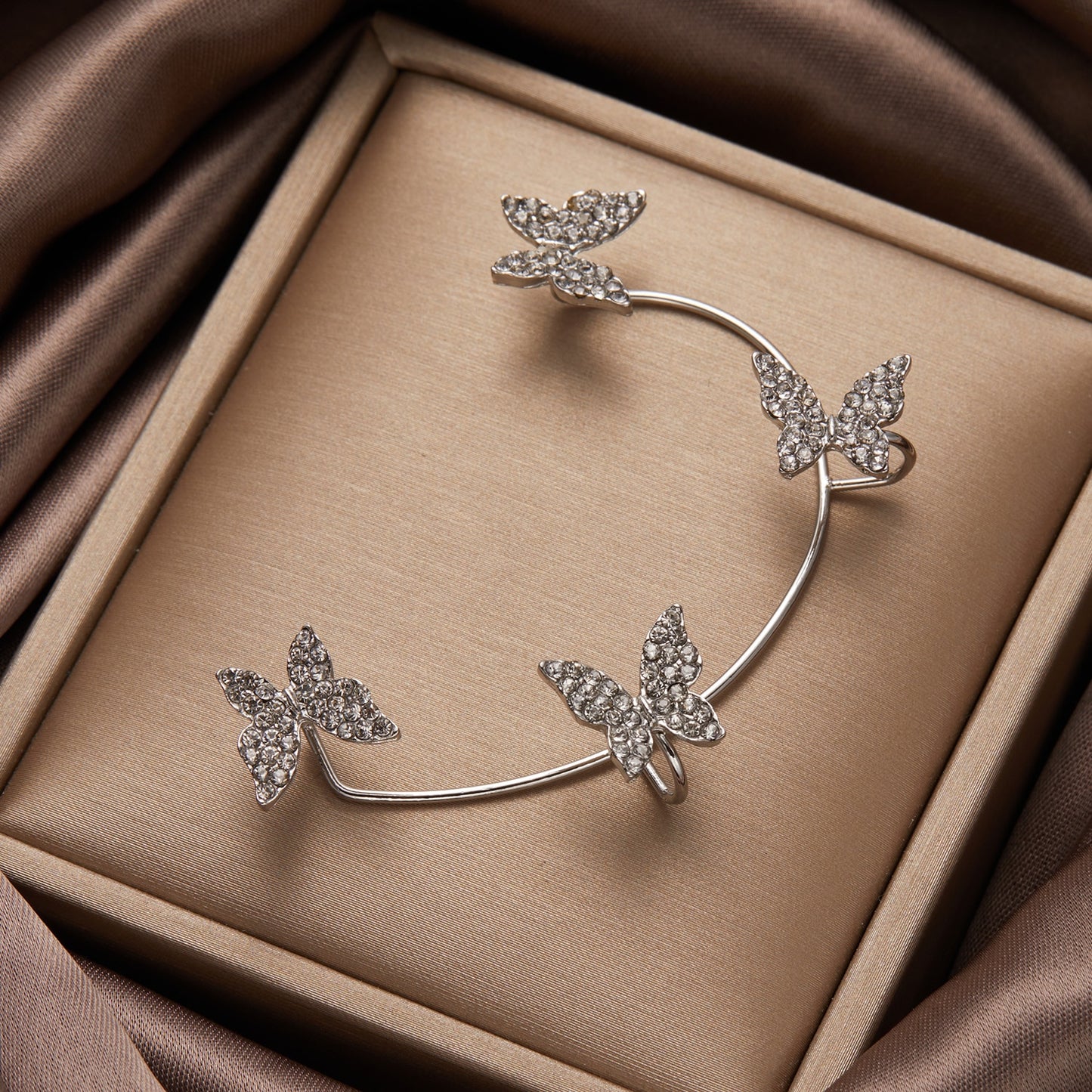 Kpop Shiny Zircon Butterfly Earcuff For Women