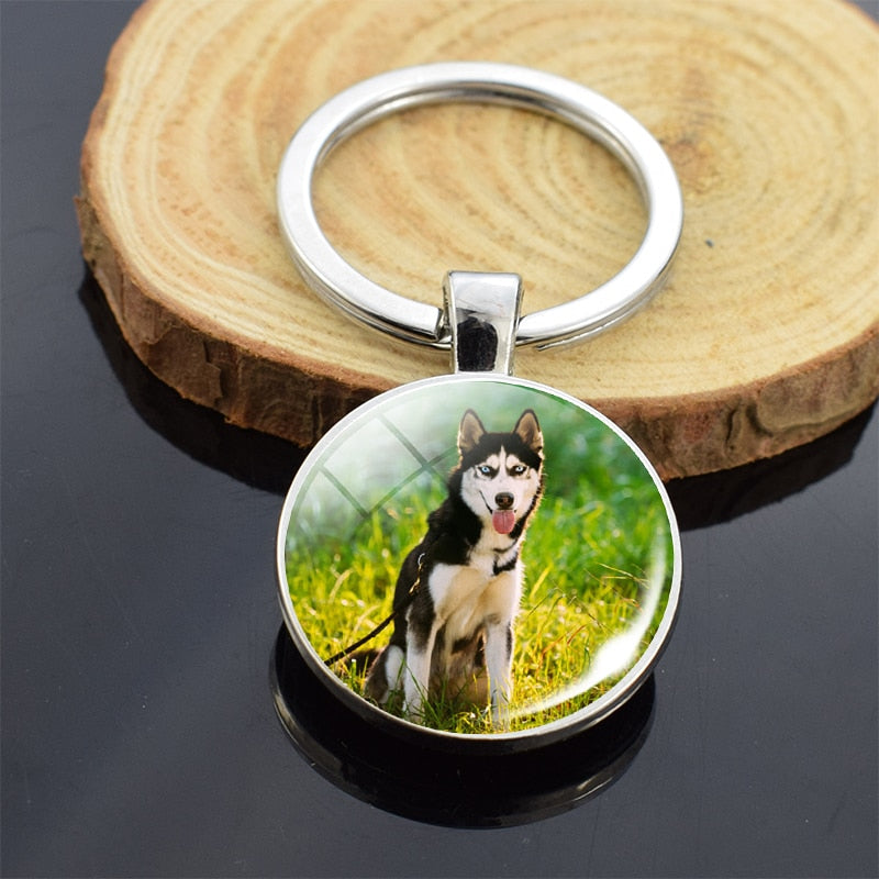 Dog Photo Glass Cabochon Keyring - Magicalplatform