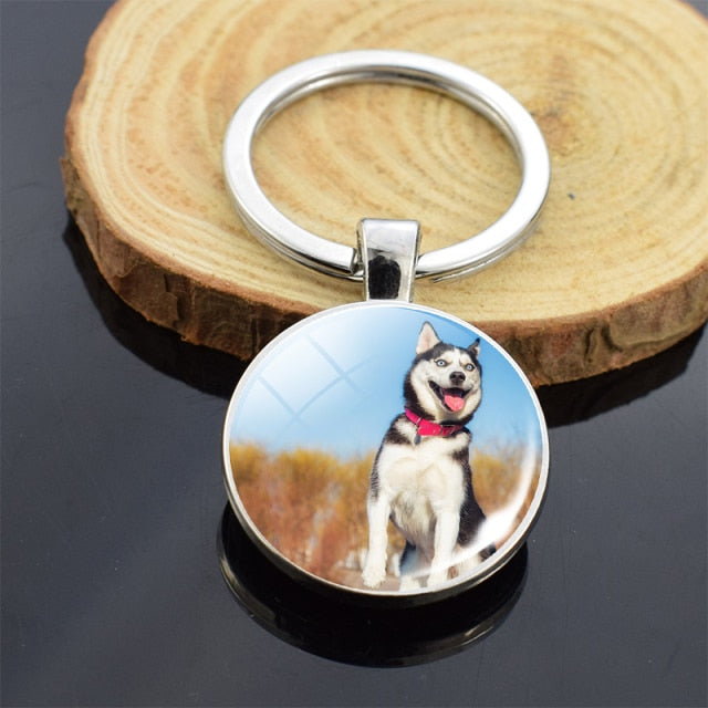 Dog Photo Glass Cabochon Keyring - Magicalplatform
