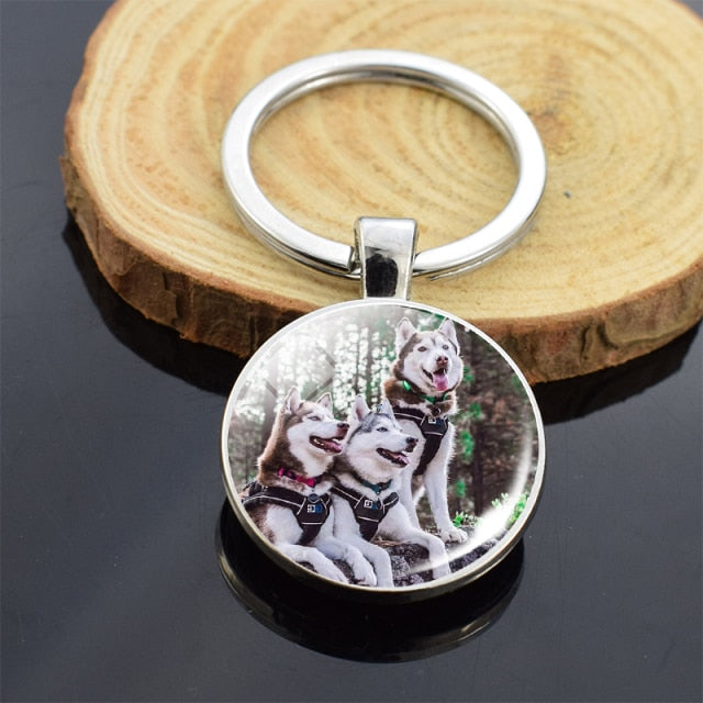 Dog Photo Glass Cabochon Keyring - Magicalplatform