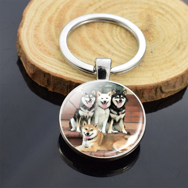 Dog Photo Glass Cabochon Keyring - Magicalplatform