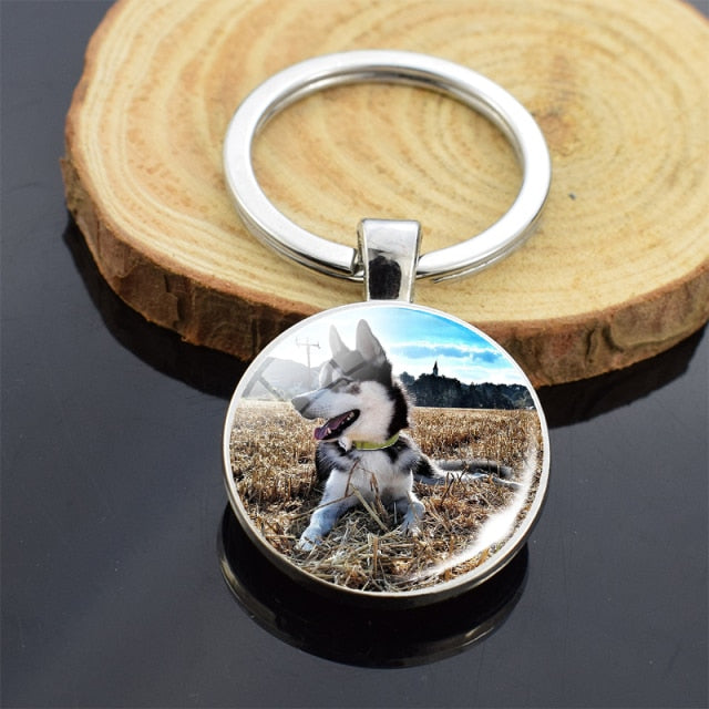 Dog Photo Glass Cabochon Keyring - Magicalplatform
