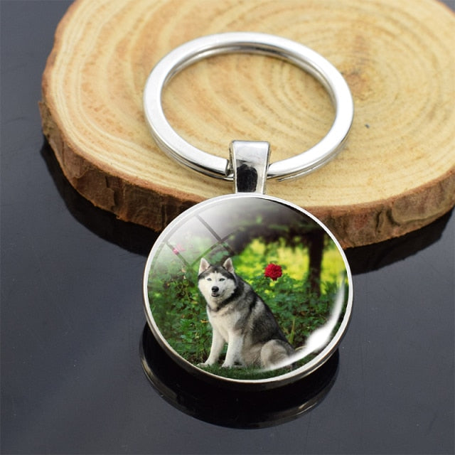 Dog Photo Glass Cabochon Keyring - Magicalplatform