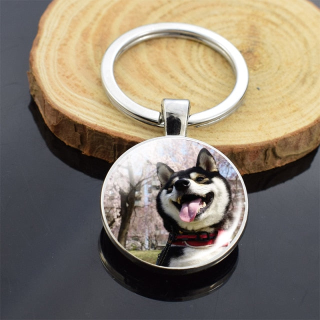 Dog Photo Glass Cabochon Keyring - Magicalplatform