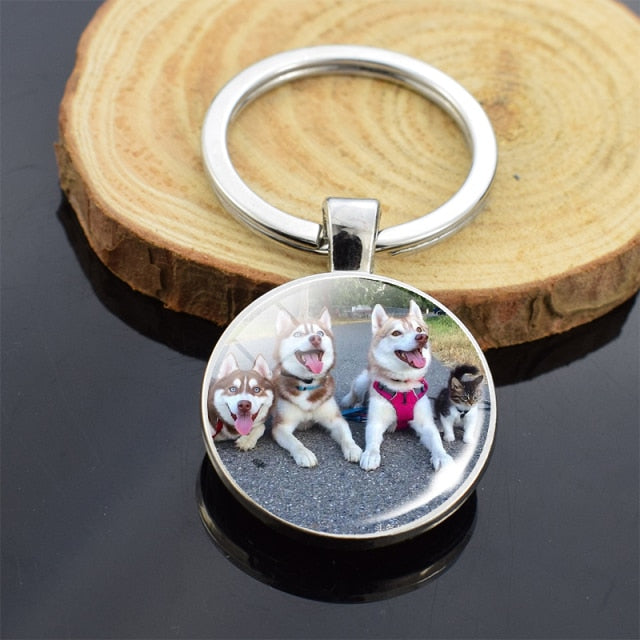 Dog Photo Glass Cabochon Keyring - Magicalplatform