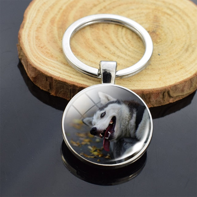 Dog Photo Glass Cabochon Keyring - Magicalplatform