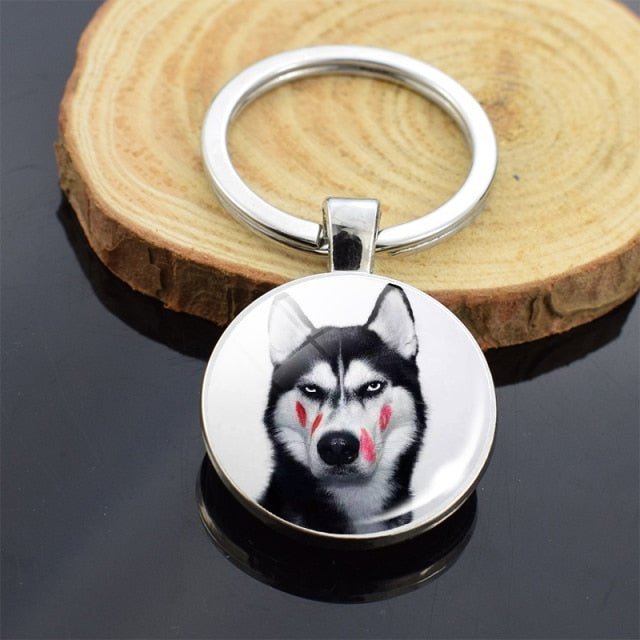Dog Photo Glass Cabochon Keyring - Magicalplatform
