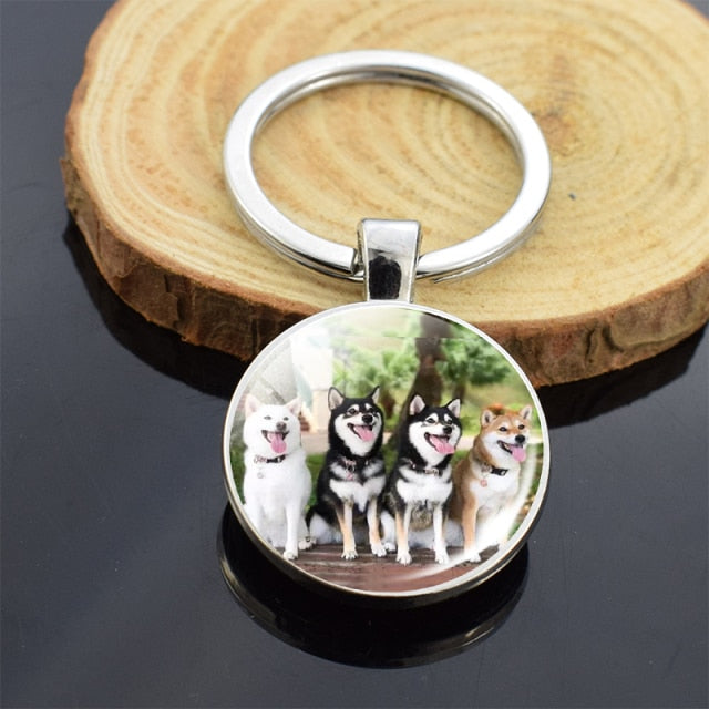 Dog Photo Glass Cabochon Keyring - Magicalplatform