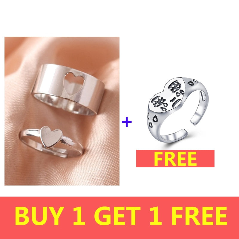 Silver Color Butterfly Rings For Women Men Lover Couple Ring Set Friendship Engagement Wedding Band Open Ring 2021 Trend Jewelry