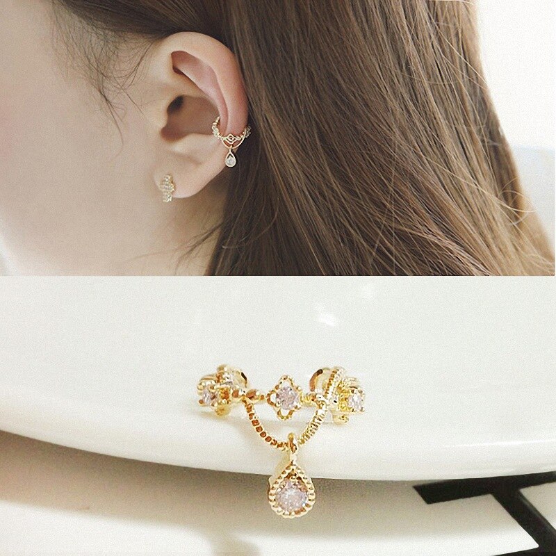 Kpop Shiny Zircon Butterfly Earcuff For Women Without Piercing Earrings 2022 Fashion Ear Clip Earrings Bride Wedding Jewelry