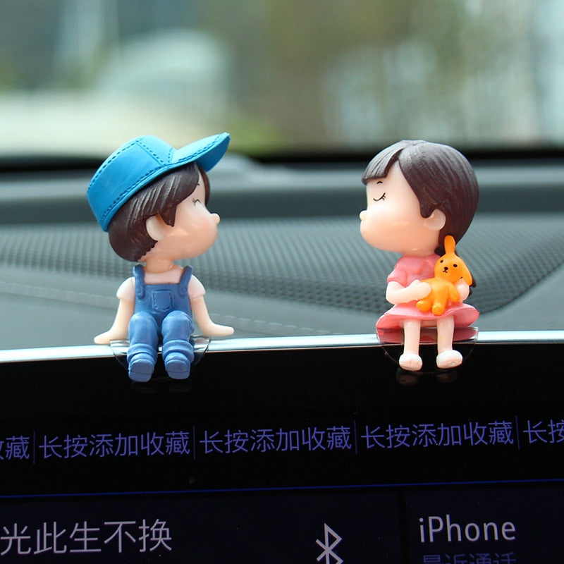 Car Decoration Cute Cartoon Couples Action Figure Figurines Balloon Ornament Auto Interior Dashboard Accessories for Girls Gifts