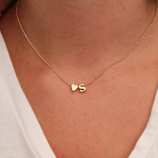 Fashion Tiny Heart Dainty Initial Necklace