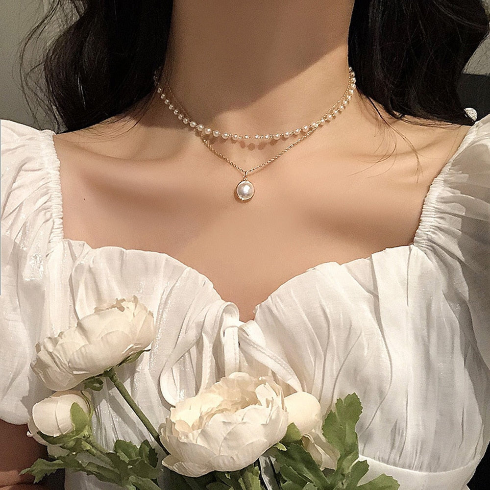 Neck Chain Kpop Pearl Choker Necklace