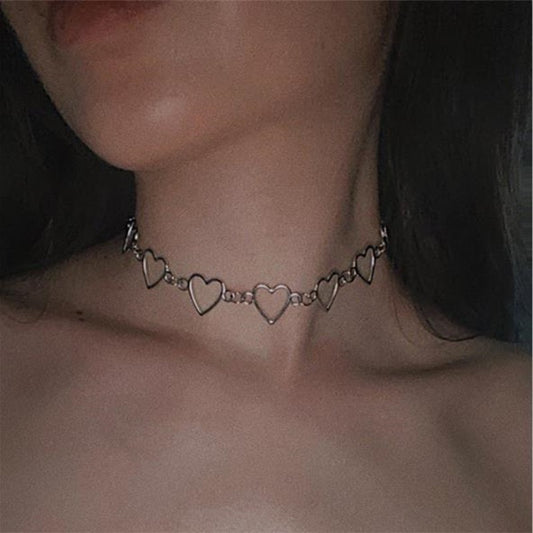 New Hollow Korean Sweet Love Heart Choker Necklace