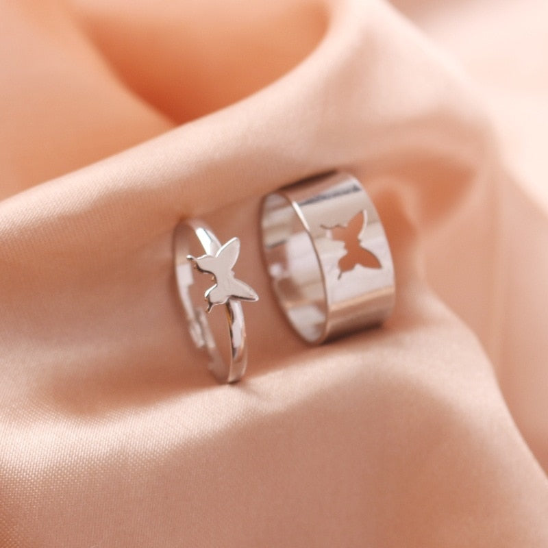 Silver Color Butterfly Rings For Women