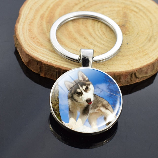 Dog Photo Glass Cabochon Keyring - Magicalplatform 