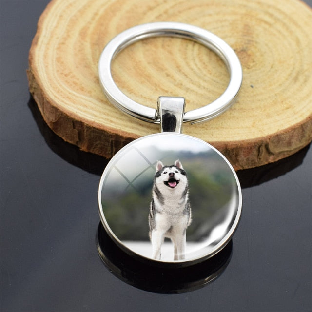 Dog Photo Glass Cabochon Keyring - Magicalplatform 