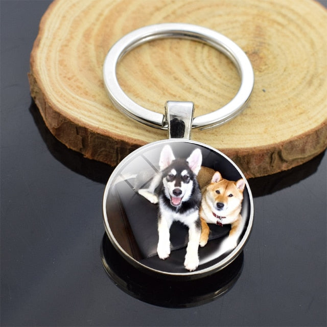 Dog Photo Glass Cabochon Keyring - Magicalplatform 