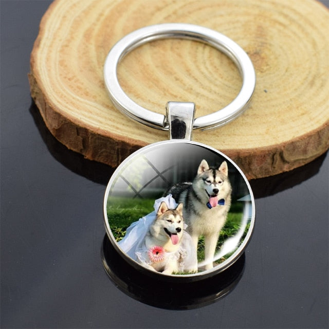 Dog Photo Glass Cabochon Keyring - Magicalplatform 