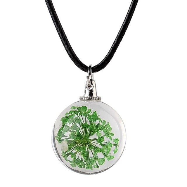 Dandelion Glass Ball Pendant Necklace - Magicalplatform 